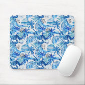 Helles blaues tropisches Aquarell-Muster Mousepad (Mit Mouse)