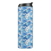 Helles blaues tropisches Aquarell-Muster Thermosbecher (Nach links gedreht)