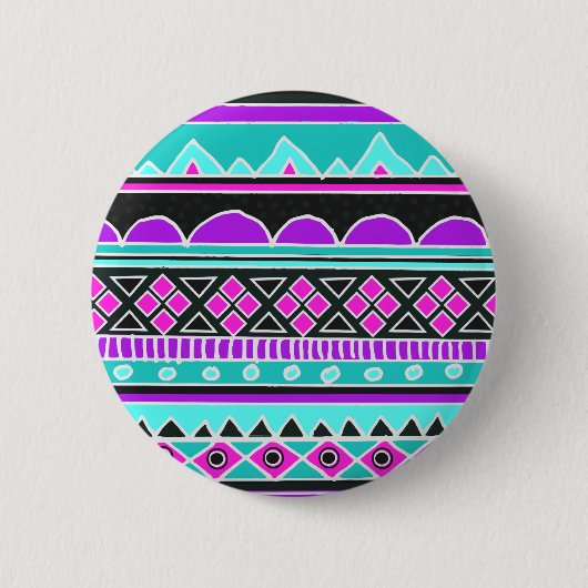 Helles blaues und lila Stammes- Muster Button (Vorderseite)