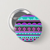 Helles blaues und lila Stammes- Muster Button (Vorne & Hinten)