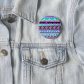 Helles blaues und lila Stammes- Muster Button (Beispiel)