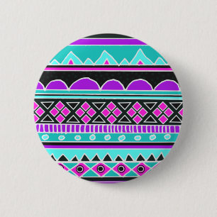 Helles blaues und lila Stammes- Muster Button