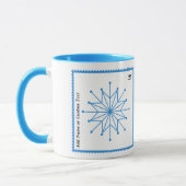 Helles blaues Weihnachts-Schneeflocken-Foto-Mug Tasse (Links)
