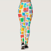 Helles blaugrünes Orange Lila Art Muster Leggings (Rückseite)