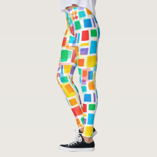 Helles blaugrünes Orange Lila Art Muster Leggings