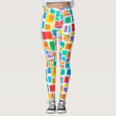 Helles blaugrünes Orange Lila Art Muster Leggings (Vorderseite)