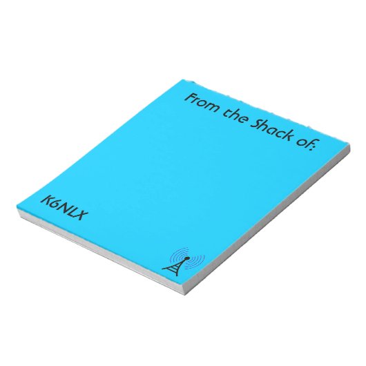 Helles Blue Amateur Radio Call Sign Notepad Notizblock (Rotiert)