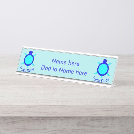 Helles Blue Turtle Typ Custom Desk-Zeichen Schreibtischnamensplakette (Vorderseite )