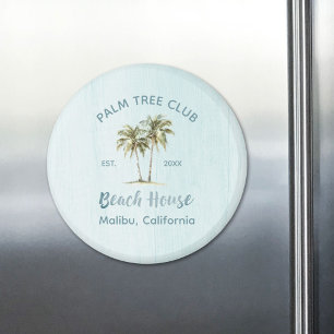 Helles Blue Wood Coconut Palm Trees Beach House Magnet