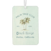 Helles Blue Wood Palm Trees Modernes Beach House Autolufterfrischer (Rückseite)