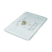 Helles Blue Wood Palm Trees Modernes Beach House Badematte (Schrägansicht)