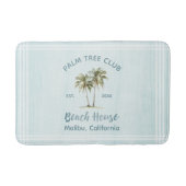 Helles Blue Wood Palm Trees Modernes Beach House Badematte (Vorderseite)
