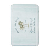 Helles Blue Wood Palm Trees Modernes Beach House Badematte (Vorderseite Vertikal)