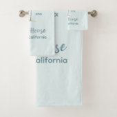 Helles Blue Wood Palm Trees Modernes Beach House Badhandtuch Set (Insitu)