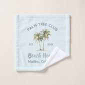 Helles Blue Wood Palm Trees Modernes Beach House Badhandtuch Set (Waschlappen)