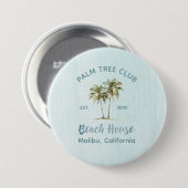 Helles Blue Wood Palm Trees Modernes Beach House Button (Vorne & Hinten)