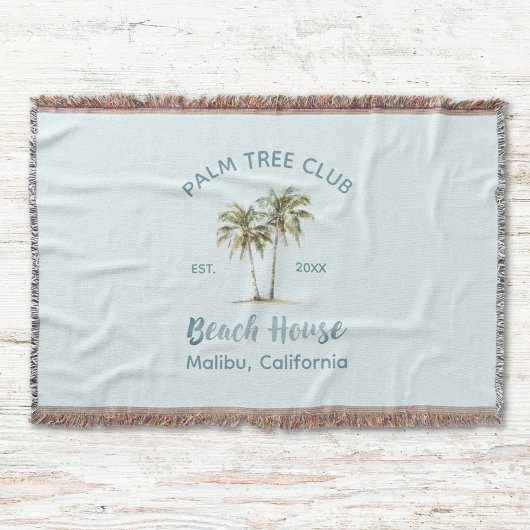 Helles Blue Wood Palm Trees Modernes Beach House Decke