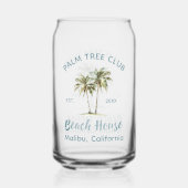 Helles Blue Wood Palm Trees Modernes Beach House Dosenglas (Vorderseite)