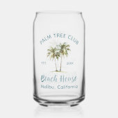Helles Blue Wood Palm Trees Modernes Beach House Dosenglas (Rückseite)