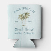 Helles Blue Wood Palm Trees Modernes Beach House Dosenkühler (Rückseite)