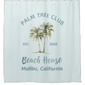 Helles Blue Wood Palm Trees Modernes Beach House Duschvorhang (Vorderseite)