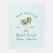 Helles Blue Wood Palm Trees Modernes Beach House Fleecedecke (Vorderseite)
