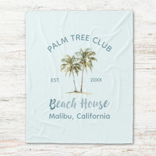 Helles Blue Wood Palm Trees Modernes Beach House Fleecedecke