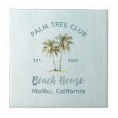 Helles Blue Wood Palm Trees Modernes Beach House Fliese (Vorderseite)