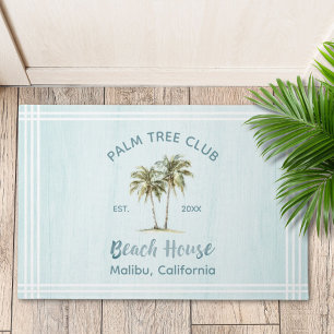 Helles Blue Wood Palm Trees Modernes Beach House Fußmatte