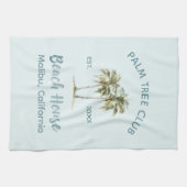 Helles Blue Wood Palm Trees Modernes Beach House Geschirrtuch (Horizontal)