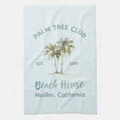 Helles Blue Wood Palm Trees Modernes Beach House Geschirrtuch (Vertikal)