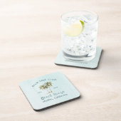 Helles Blue Wood Palm Trees Modernes Beach House Getränkeuntersetzer (Rechte Seite)