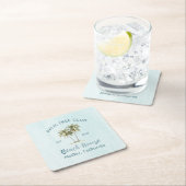 Helles Blue Wood Palm Trees Modernes Beach House Rechteckiger Pappuntersetzer (Vor Ort)