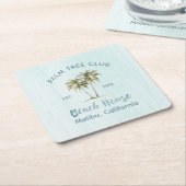 Helles Blue Wood Palm Trees Modernes Beach House Rechteckiger Pappuntersetzer (angewinkelt)