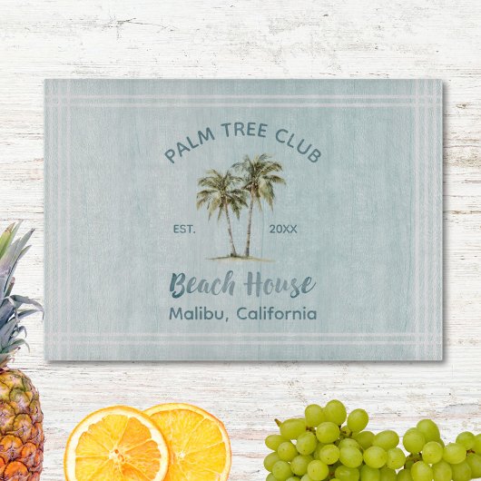 Helles Blue Wood Palm Trees Modernes Beach House Schneidebrett