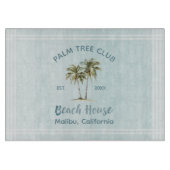 Helles Blue Wood Palm Trees Modernes Beach House Schneidebrett (Vorderseite)