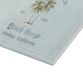 Helles Blue Wood Palm Trees Modernes Beach House Schneidebrett (Ecke)