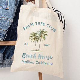 Helles Blue Wood Palm Trees Modernes Beach House Tragetasche