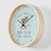 Helles Blue Wood Palm Trees Modernes Beach House Uhr (Winkel)