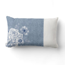 Helles Blumen-Denim-Kissen