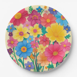 Helles Blumendesign für Sonderveranstaltungen farb Pappteller