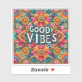 Helles Blumendesign mit guten Vibes Aufkleber (Blatt)