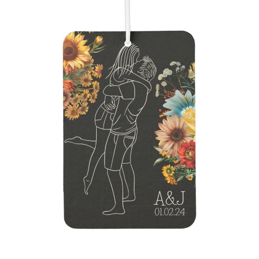 Helles Blumengeschenk Jubiläum Erstwagen Autolufterfrischer (Vorderseite)