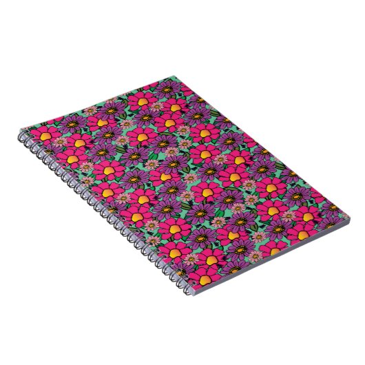Helles, blumengeschmücktes Notebook Notizblock (Rechte Seite)