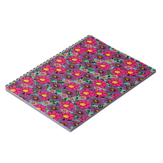 Helles, blumengeschmücktes Notebook Notizblock (Linke Seite)