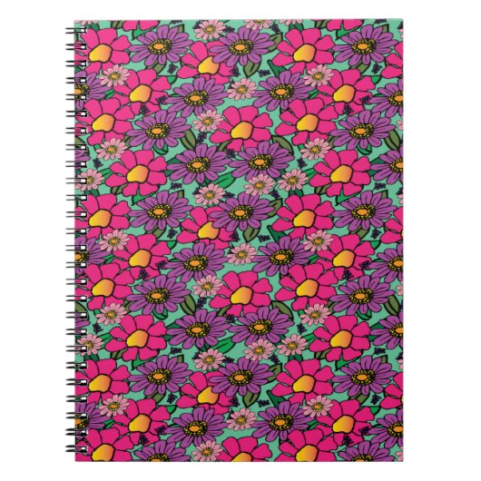 Helles, blumengeschmücktes Notebook Notizblock (Vorderseite)