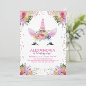 Helles Blumenhorn zum Geburtstag Einladung (Stehend Vorderseite)