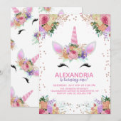 Helles Blumenhorn zum Geburtstag Einladung (Vorne/Hinten)