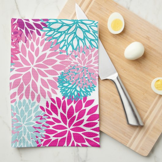 Helles Blumenmuster 2 Geschirrtuch (Viertel Falte)