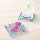 Helles Blumenmuster 2 Glasuntersetzer (Schrägansicht)